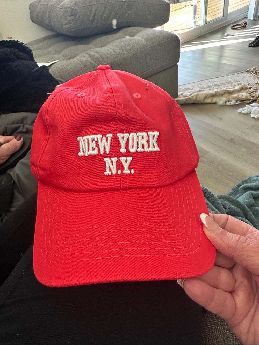 Source Unknown Red 'New York N.Y.' Baseball Cap